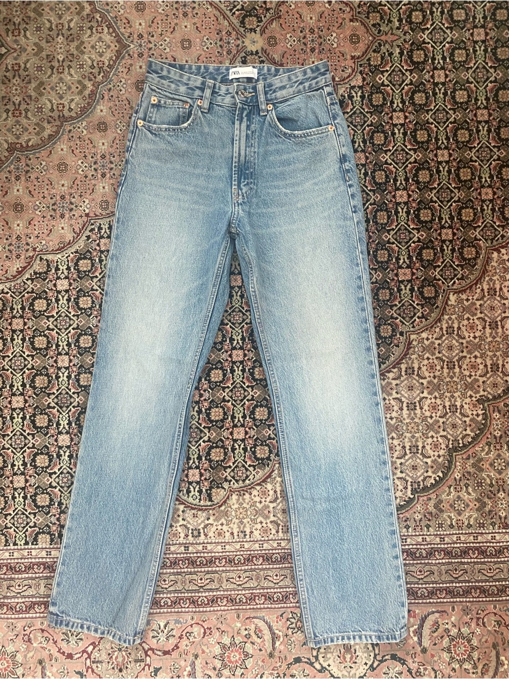 Zara Women's Straight Leg Jeans - Light Blue